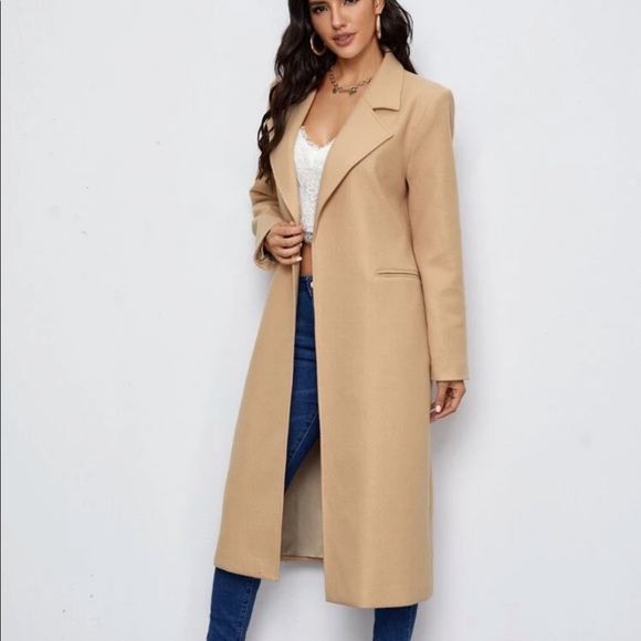 Jackets & Blazers - Camel peacoat trench long classic jacket tan